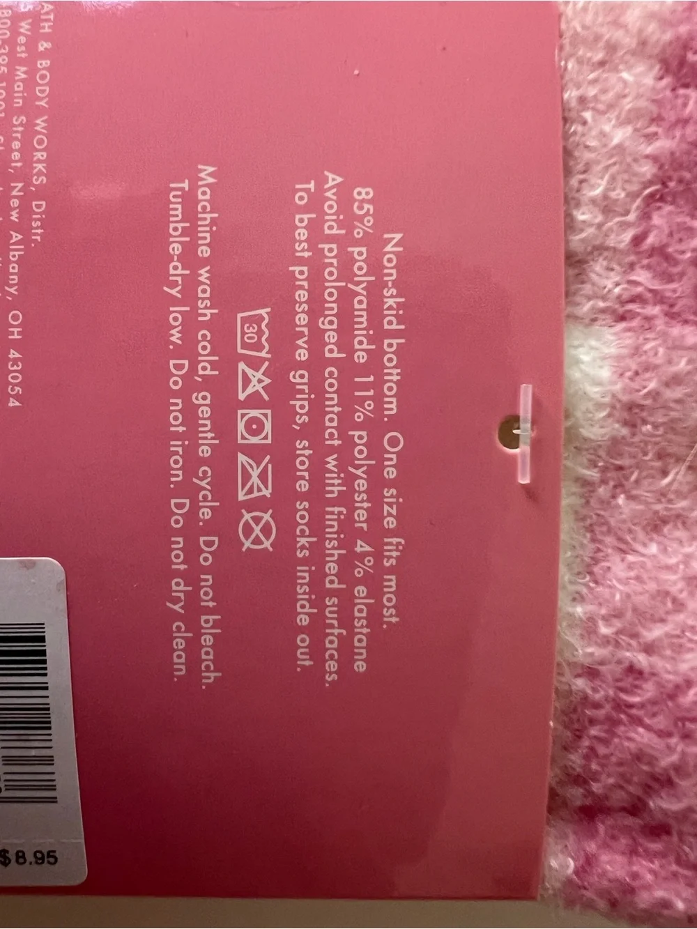 Bath & Body Works NWT Shea Infused Pink & White Gingham Socks